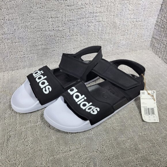 Adidas Adilette Men's Size 13 US Core Black Cloud White Slide Sandals F35416 - Picture 13 of 13